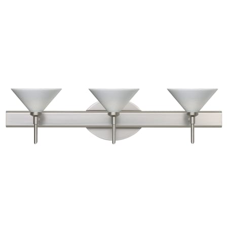 Besa Lighting Kona Vanity, White Starpoint, Satin Nickel Finish, 3x40W Halogen 3SW-282453-SN